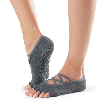 Chaussettes Pilates Toesox® Half Toe Elle Charcoal Grey