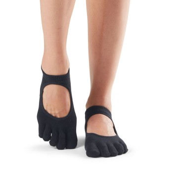 Chaussettes antidérapantes de Pilates Toesox® Full Toe Bellarina Noir