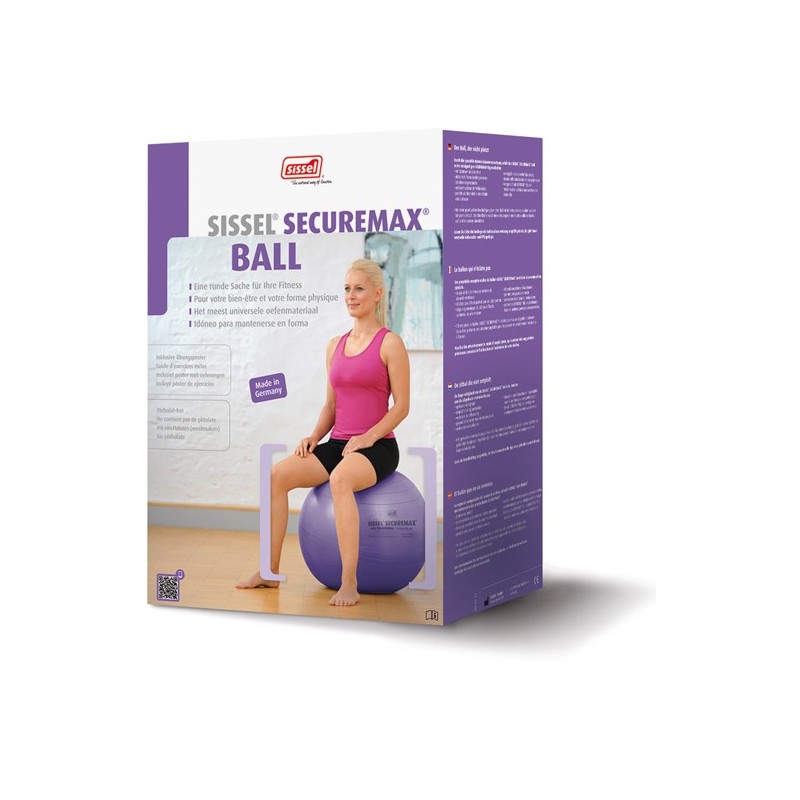Packaging Ballon de Gymnastique ou Swiss Ball SECUREMAX 45 cm lila - Exercices Pilates - Résistant aux chocs