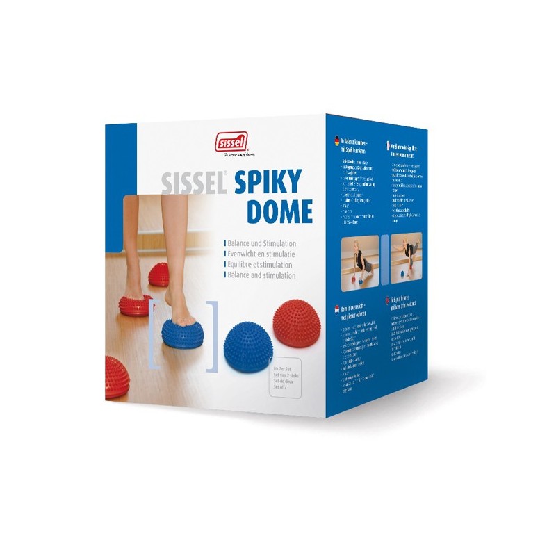 Packaging SISSEL® SPIKY DOME, lot de 2 rouge & bleu - Balles de massage et équilibre - Exercices Pilate